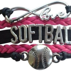 Girls Softball Bracelet - Pink & Black